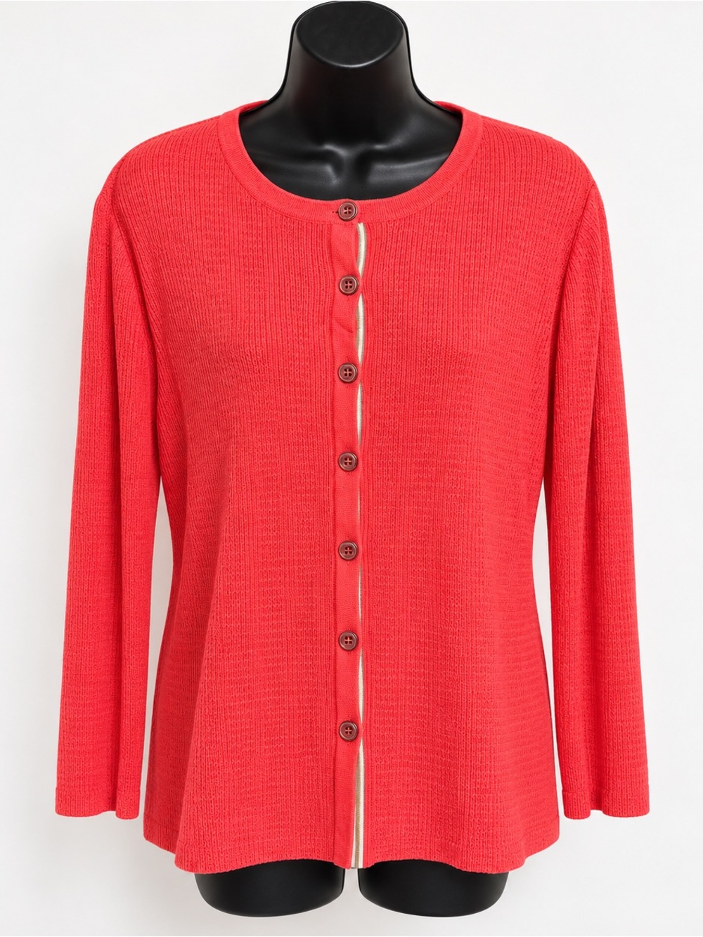 St. John Sport Coral Wool Rayon Cardigan Sweater Size M